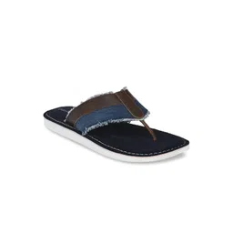 CARLO ROMANO Men Brown & Blue Colourblocked Thong Flip-Flops-picture-26