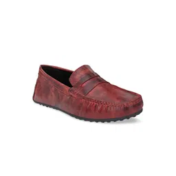 CARLO ROMANO Men Red Solid Leather Formal Loafers-picture-21