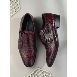 CARLO ROMANO Men Textured Round Toe Leather Monks-picture-24