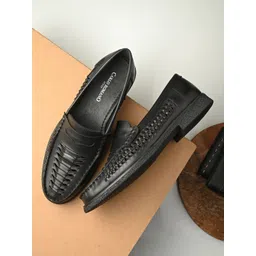 CARLO ROMANO Men Textured Round Toe Lightweight Suede Loafers-picture-22