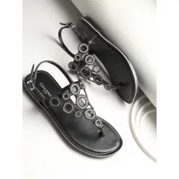 Carlo Romano Women's Black Back Strap Sandals-picture-34