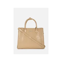 Carlton London Beige Textured Glossy Satchel Bag with Detachable Strap-picture-33