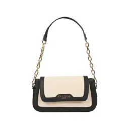 Carlton London Black & Cream Textured Medium Satchel Handbag-picture-24