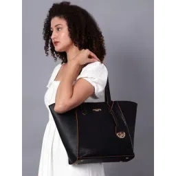 Carlton London Black Textured Large Tote Handbag-picture-33