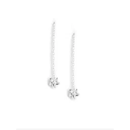 Carlton London Floral Shaped Rhodium-Plated Sterling Silver Drop Earrings-picture-11