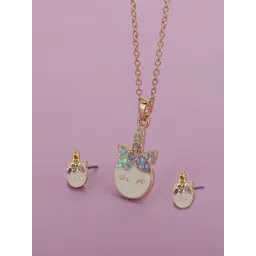 Carlton London Girls Gold-Plated Enamelled Jewellery Set-picture-46