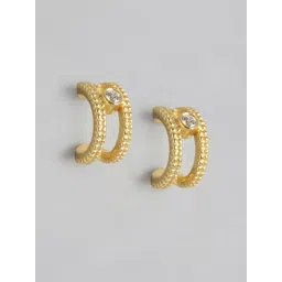 Carlton London Gold-Plated CZ Circular Half Hoop Earrings-picture-16