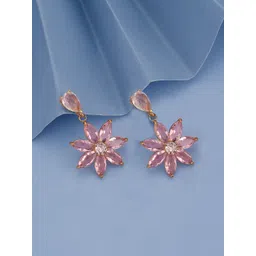 Carlton London Gold-Plated Floral Crystal Drop Earrings-picture-33