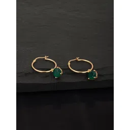 Carlton London Green Gold-Plated Artificial Stone Studded Hoop Earrings-picture-39