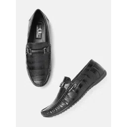 Carlton London Men Black Croc Textured Horsebit Loafers-picture-26