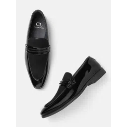 Carlton London Men Black Solid Suede & Glossy Finish Evening Loafers-picture-28