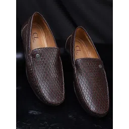 Carlton London Men Brown Woven Design Loafers-picture-19