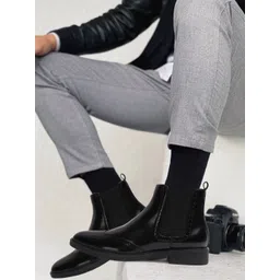 Carlton London Men Mid Top Block Heel Chelsea Boots-picture-32