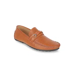 Carlton London Men Tan Brown Textured Loafers-picture-13