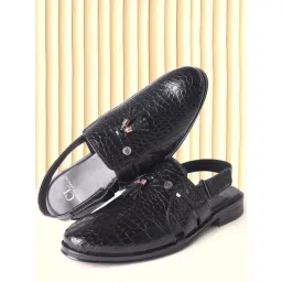 Carlton London Men's Black Back Strap Sandals-picture-30