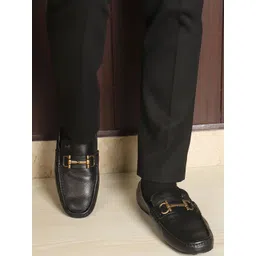 carlton london Men's Premium Leather Slip-On Loafers with Metal Buckle Loafers For Men-picture-13