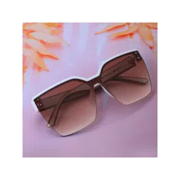 Carlton London Premium White with Brown Toned & UV Protected Lens Oversized Sunglass for Women (65)-picture-16