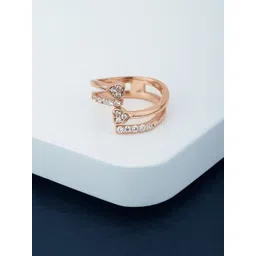 Carlton London Rose Gold-Plated CZ-studded Finger Ring-picture-16