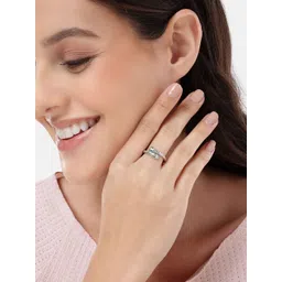 Carlton London Silver Plated CZ Studded Adjustable Snake Ring image 3