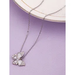 Carlton London Silver-Plated CZ Studded Butterfly Necklace-picture-20