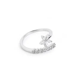 Carlton London Silver-Plated CZ-Studded Floral Adjustable Finger Ring-picture-16