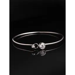 Carlton London Silver-Toned Rhodium-Plated CZ Studded Bangle-Style Bracelet-picture-33