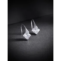Carlton London  Silver-Toned Rhodium-Plated CZ Studded Drop Earrings-picture-37