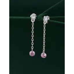 Carlton London Silver Toned Rhodium Plated Drop Earrings Dangling CZ-picture-31