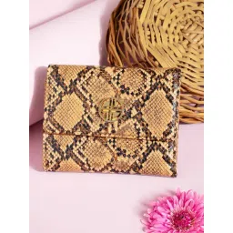 Carlton London Tan Animal Effect Tri-Fold Wallet for Women-picture-21