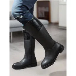 Carlton London Women Block-Heeled Winter Long Boots-picture-17