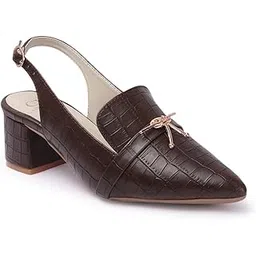 carlton london Women Comfortable Block Heel Pointed Toe Slingback Fashion Shoes for Party, Office use, Casual use-picture-30