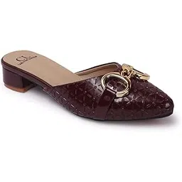 carlton london Women Comfortable Block Heel Pointed Toe Strapless Fashion Shoes for Party, Office use, Casual use-picture-26