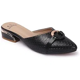 carlton london Women Comfortable Block Heel Pointed Toe Strapless Fashion Shoes for Party, Office use, Casual use-picture-31
