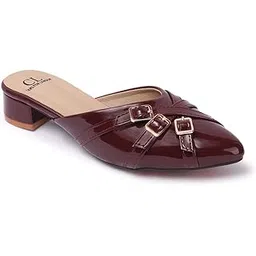 carlton london Women Comfortable Block Heel Pointed Toe Strapless Fashion Shoes for Party, Office use, Casual use-picture-39