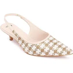 carlton london Women Comfortable Kitten Heel Pointed Toe Slingback Fashion Shoes for Daily use, Office use, Casual use-picture-33