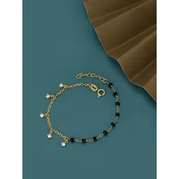 Carlton London Women Cubic Zirconia Gold-Plated Mangalsutra Charm Bracelet-picture-24