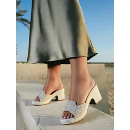 Carlton London Women Embellished Block Heel Sandals-picture-24