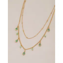 Carlton London Women Gold-Plated Crystals Studded Double Chian Necklace-picture-38