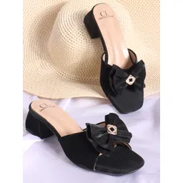 Carlton London Women Open Toe Block Heel Sandals with Bows-picture-31