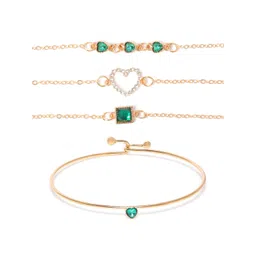 Carlton London Women Pack Of 4 Cubic Zirconia Rose Gold-Plated Charm Bracelet-picture-26