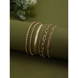 Carlton London Women Pack Of 6 Rose Gold-Plated Link Bracelet-picture-27