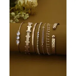 Carlton London Women Pack Of 7 Cubic Zirconia Gold-Plated Link Bracelet-picture-26