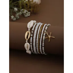 Carlton London Women Pack Of 7 Rose Gold-Plated Link Bracelet-picture-28