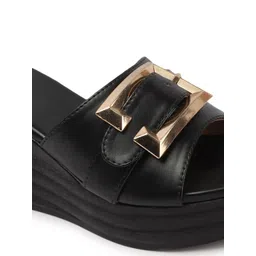 Carlton London Women Party Wedge Heel Sandals with Buckles image 5