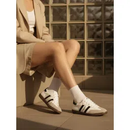 Carlton London Women Retro Stripe Canvas Lace-Ups Lifestyle White Sneakers-picture-29