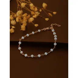 Carlton London Women Rose Gold-Plated & White Brass Charm Bracelet-picture-22