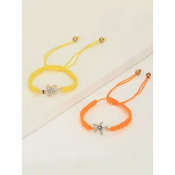 Carlton London Women Set of 2 CZ-Studded Enamelled Gold-Plated Charm Bracelet-picture-14