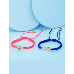 Carlton London Women Set of 2 CZ-Studded Enamelled Gold-Plated Charm Bracelet-picture-22