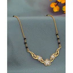 carlton london Women Sterling Silver Glass Beaded Floral Mangalsutra-picture-12