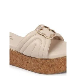 Carlton London Women Striped Party Platform Sandals with Buckles image 5